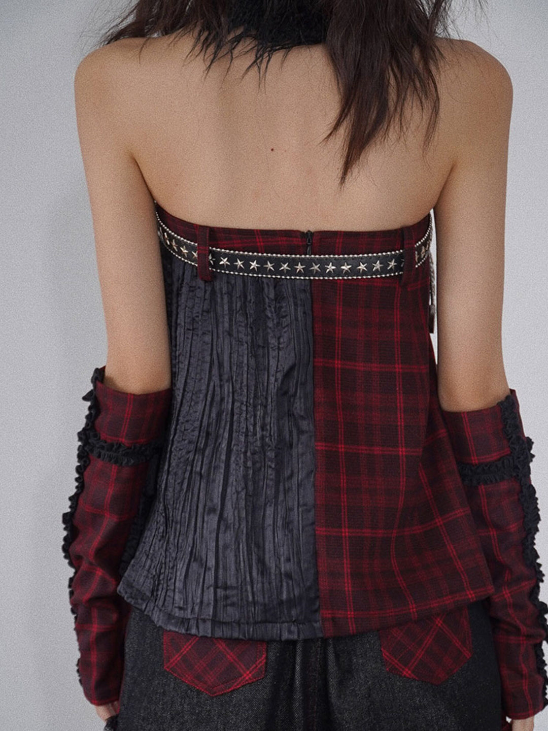 Gothic Layered Plaid Mini Skirt