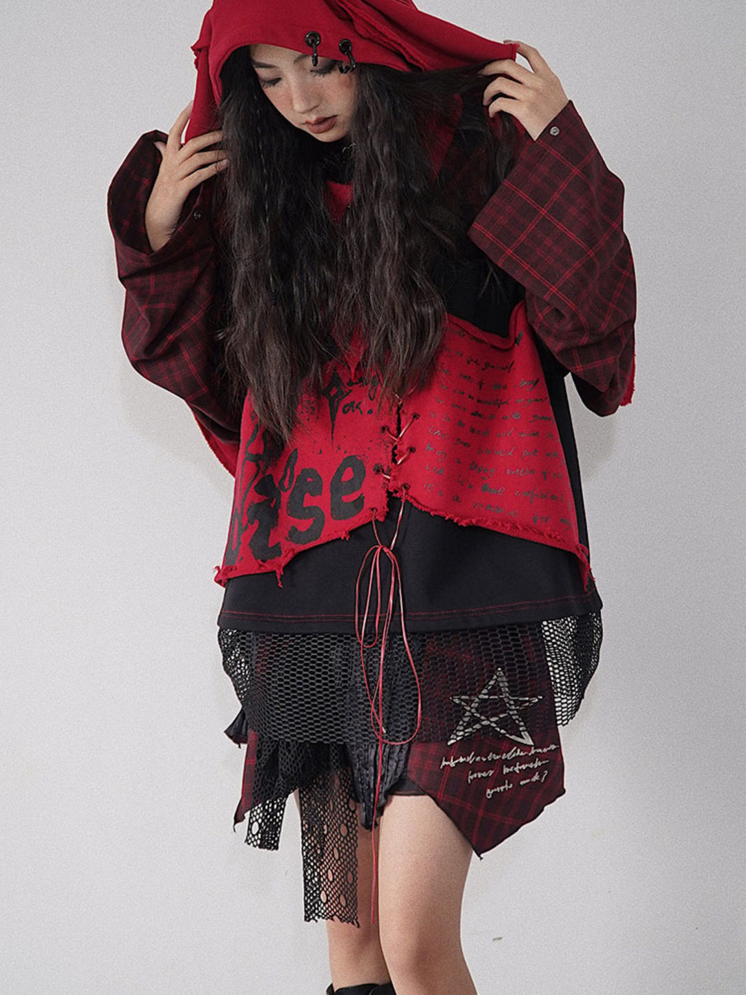 Gothic Layered Plaid Mini Skirt