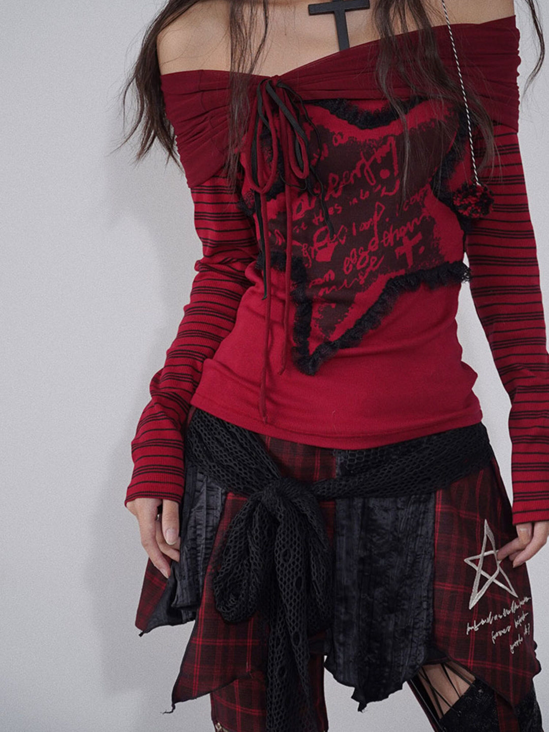 Gothic Layered Plaid Mini Skirt