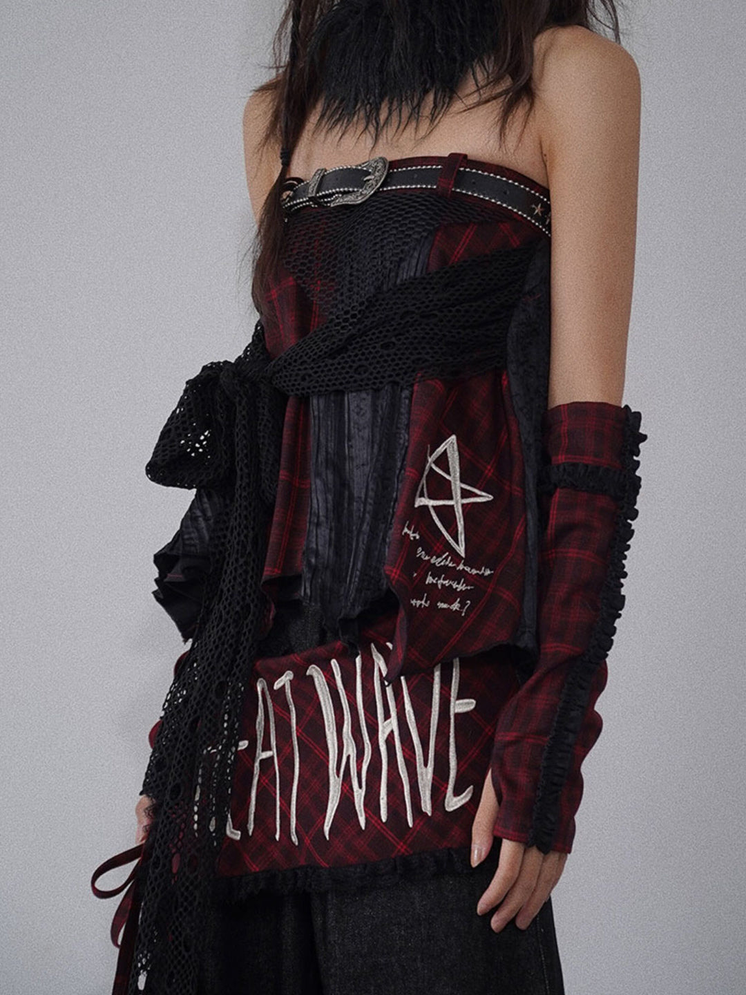 Gothic Layered Plaid Mini Skirt