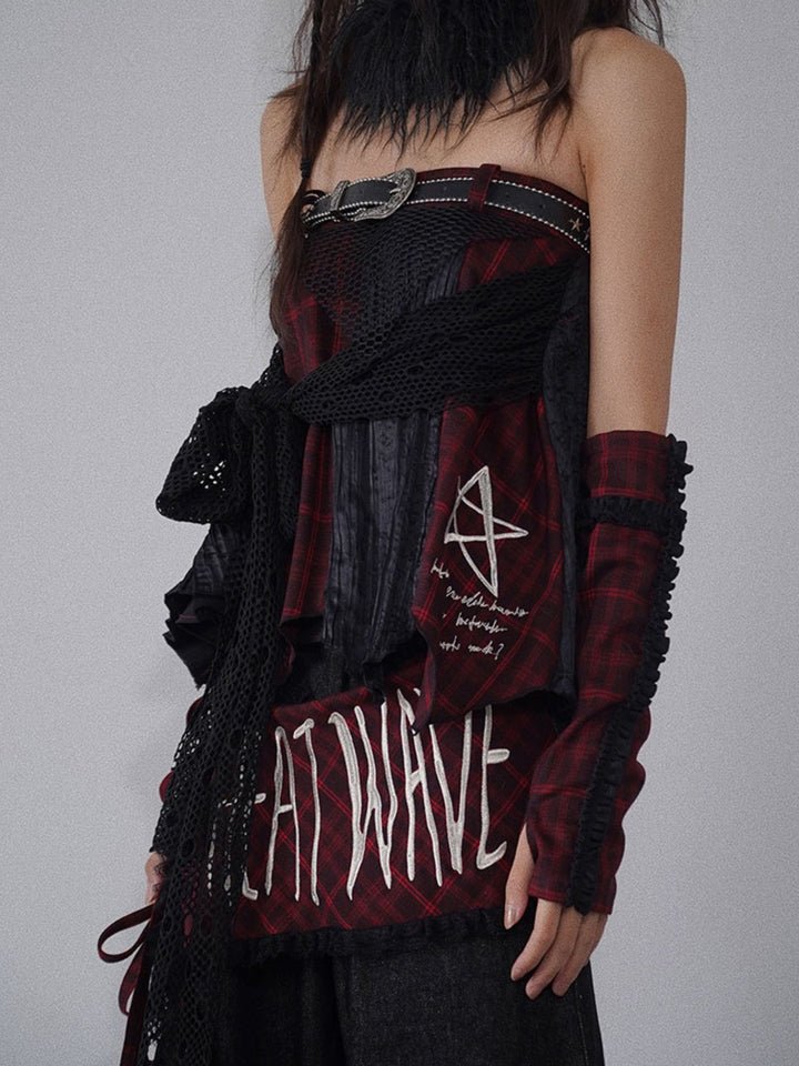 Gothic Layered Plaid Mini Skirt