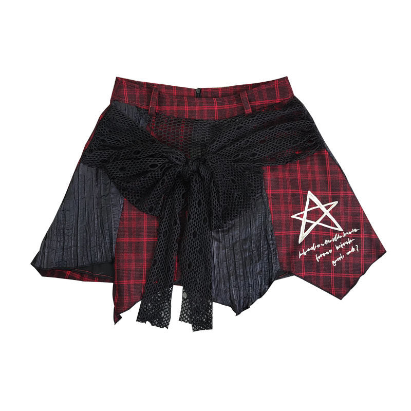 Gothic Layered Plaid Mini Skirt