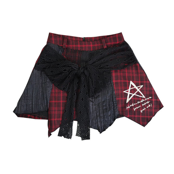 Gothic Layered Plaid Mini Skirt