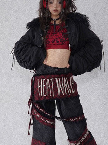 Punk Fuzzy Collar Halter Top