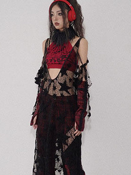 Punk Fuzzy Collar Halter Top