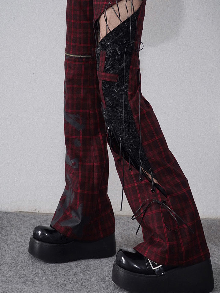 Gothic Lace-Up Flare Pants