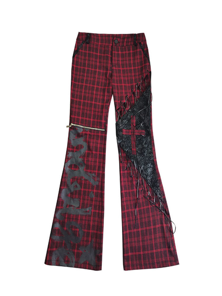 Gothic Lace-Up Flare Pants