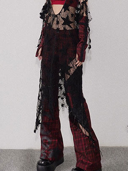 Gothic Lace-Up Flare Pants