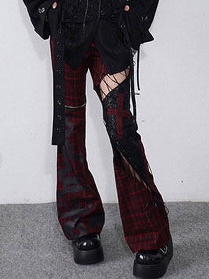 Gothic Lace-Up Flare Pants