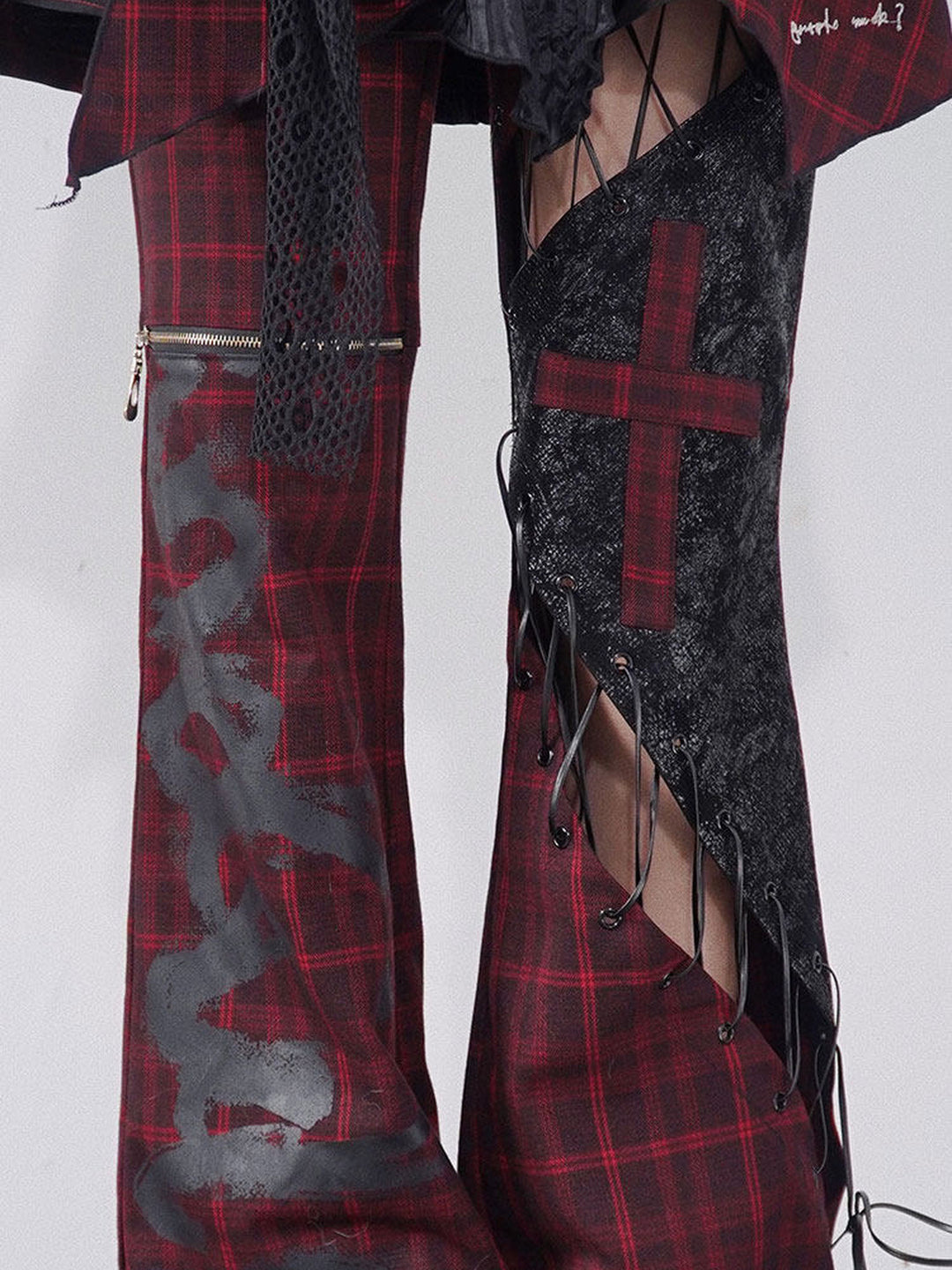 Gothic Lace-Up Flare Pants
