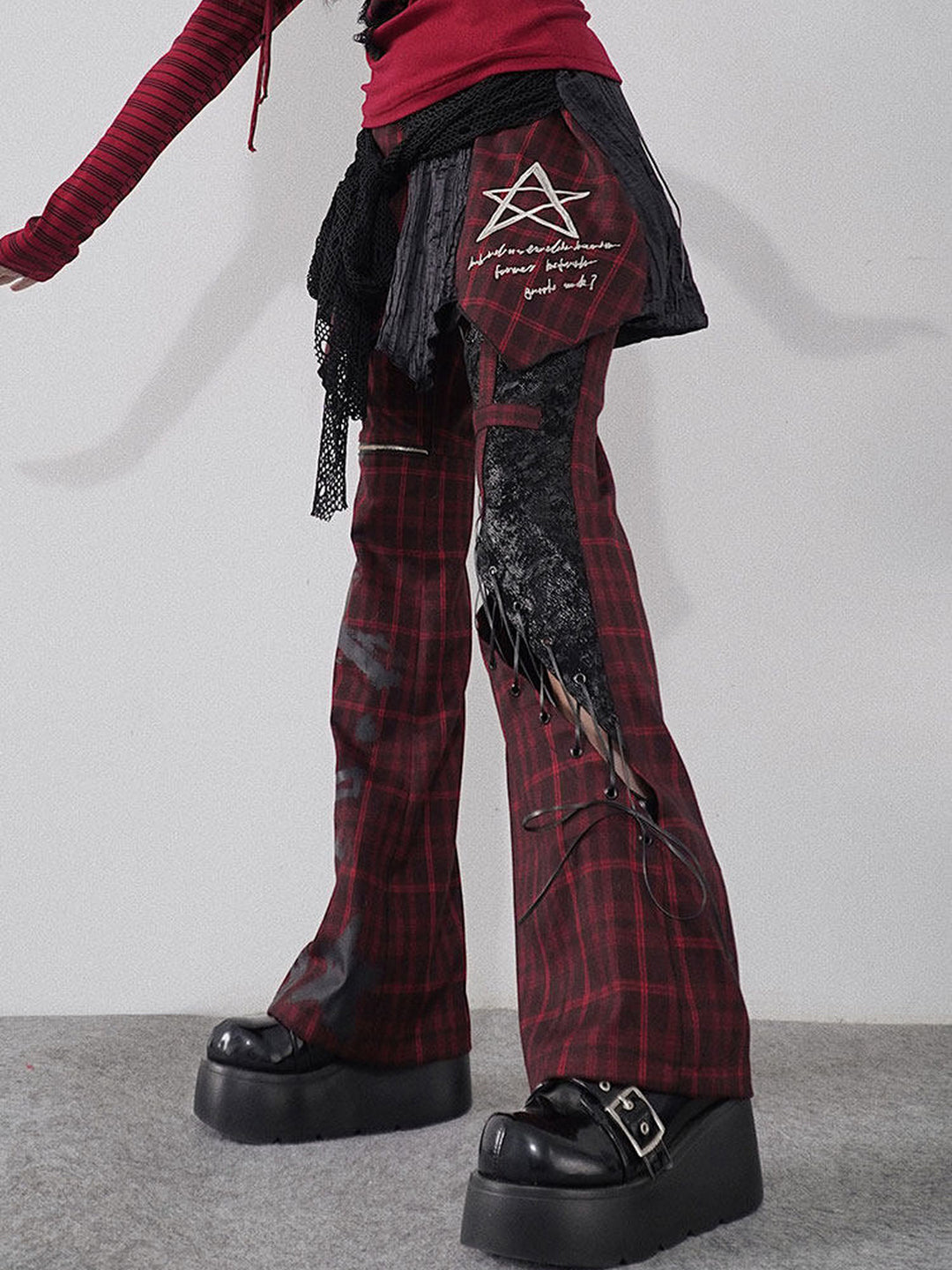 Gothic Lace-Up Flare Pants