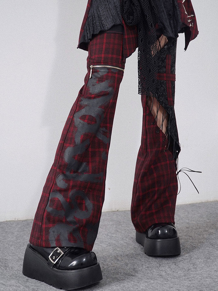 Gothic Lace-Up Flare Pants
