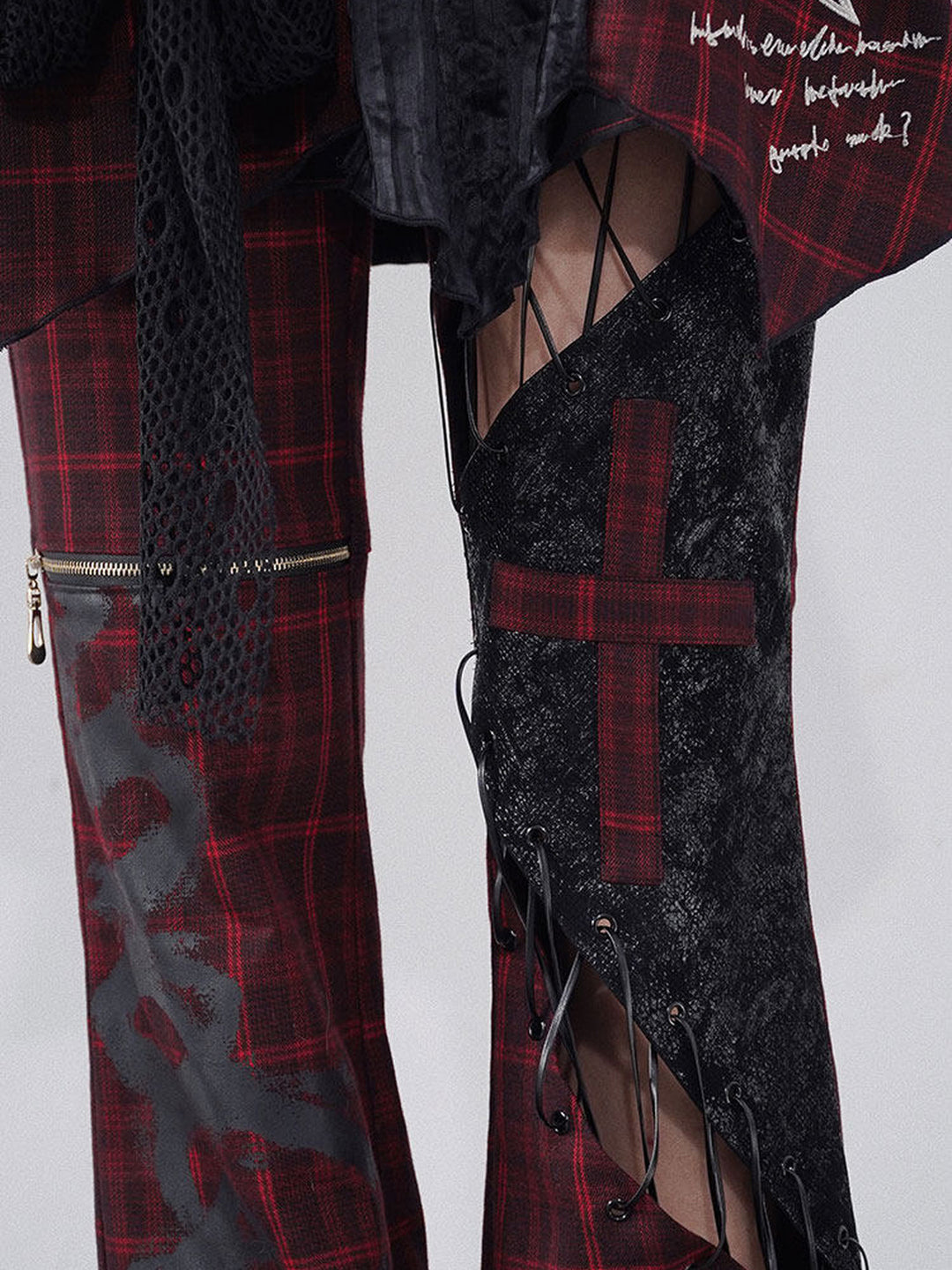 Gothic Lace-Up Flare Pants