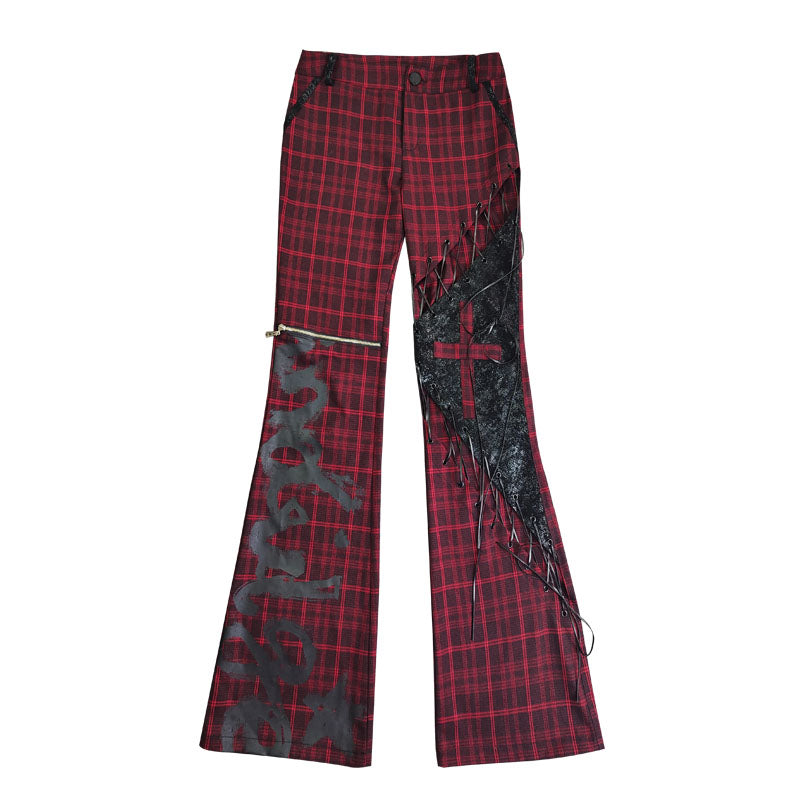 Gothic Lace-Up Flare Pants