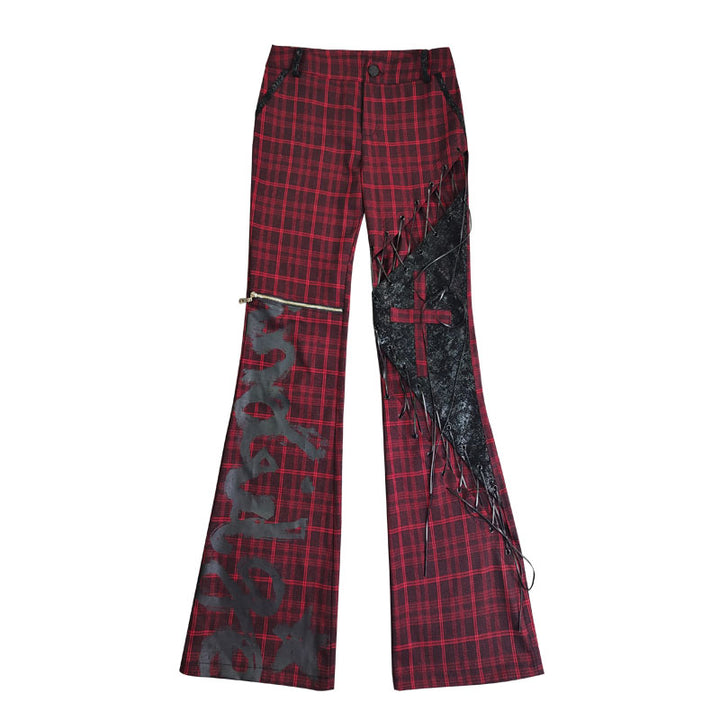 Gothic Lace-Up Flare Pants