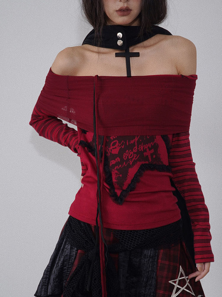 Gothic Asymmetric Graphic Panel Top