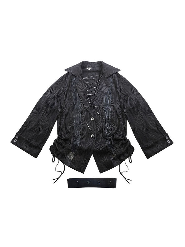 Ruched Lace Panel Shirt