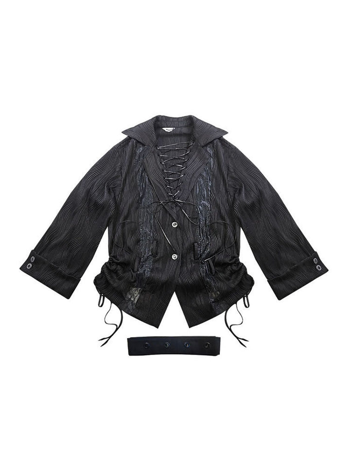 Ruched Lace Panel Shirt