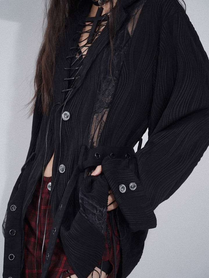 Ruched Lace Panel Shirt