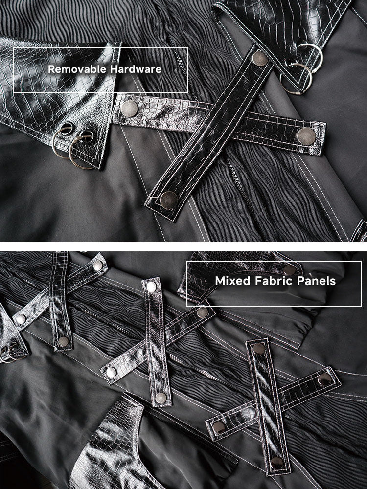 Gothic Cross-Strap Longline Padded Coat