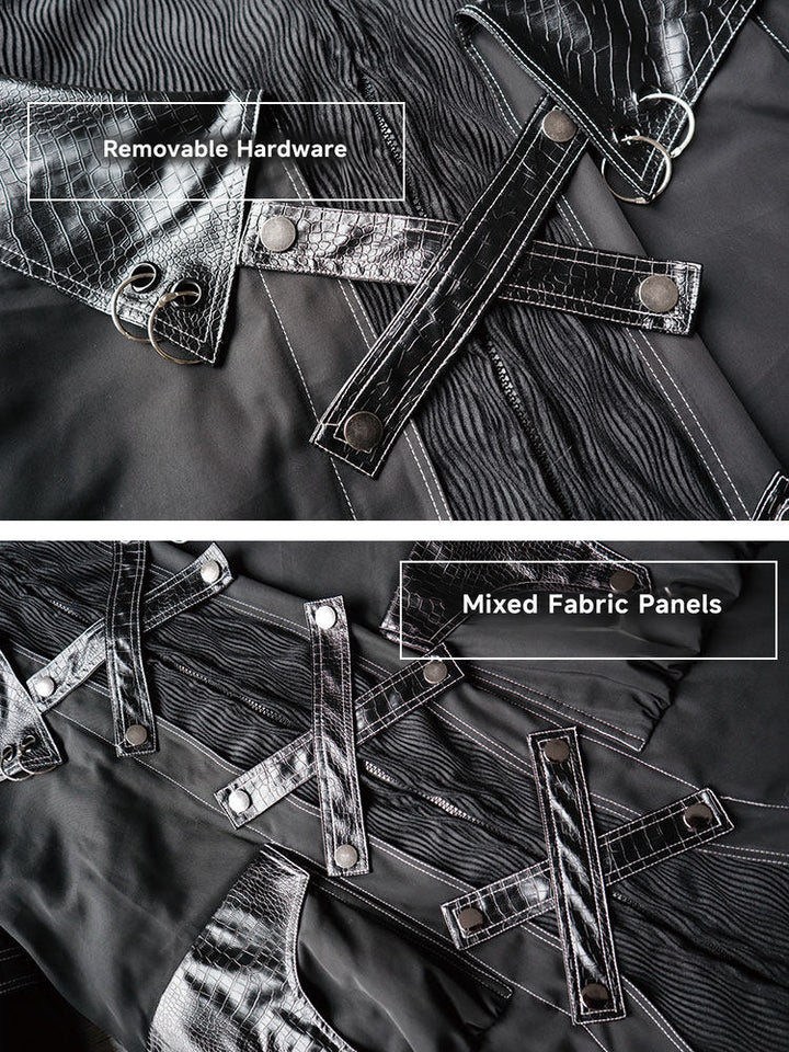 Gothic Cross-Strap Longline Padded Coat