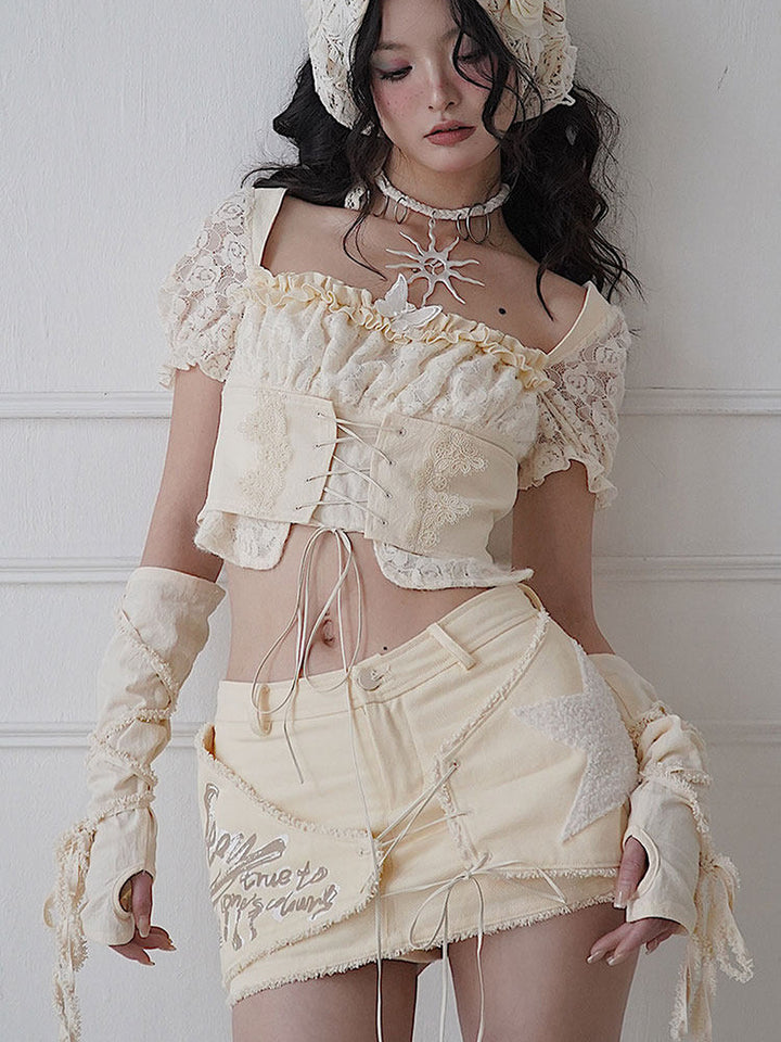 Y2K Asymmetric Lace-Up Mini Skort