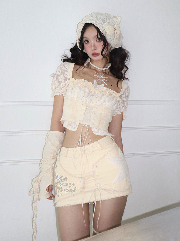 Y2K Asymmetric Lace-Up Mini Skort