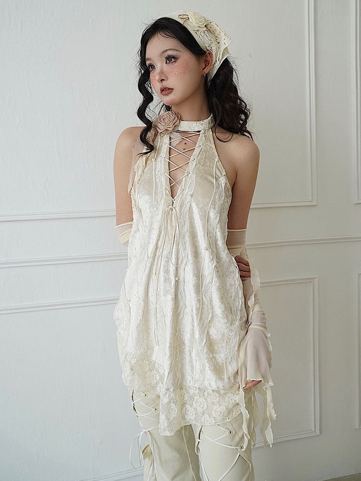 Coquette Lace-Up Halter Top