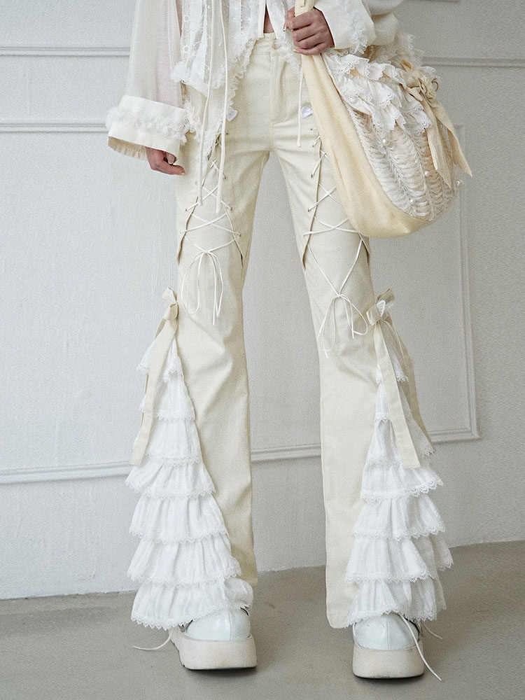 Coquette Lace Ruffle Flare Pants