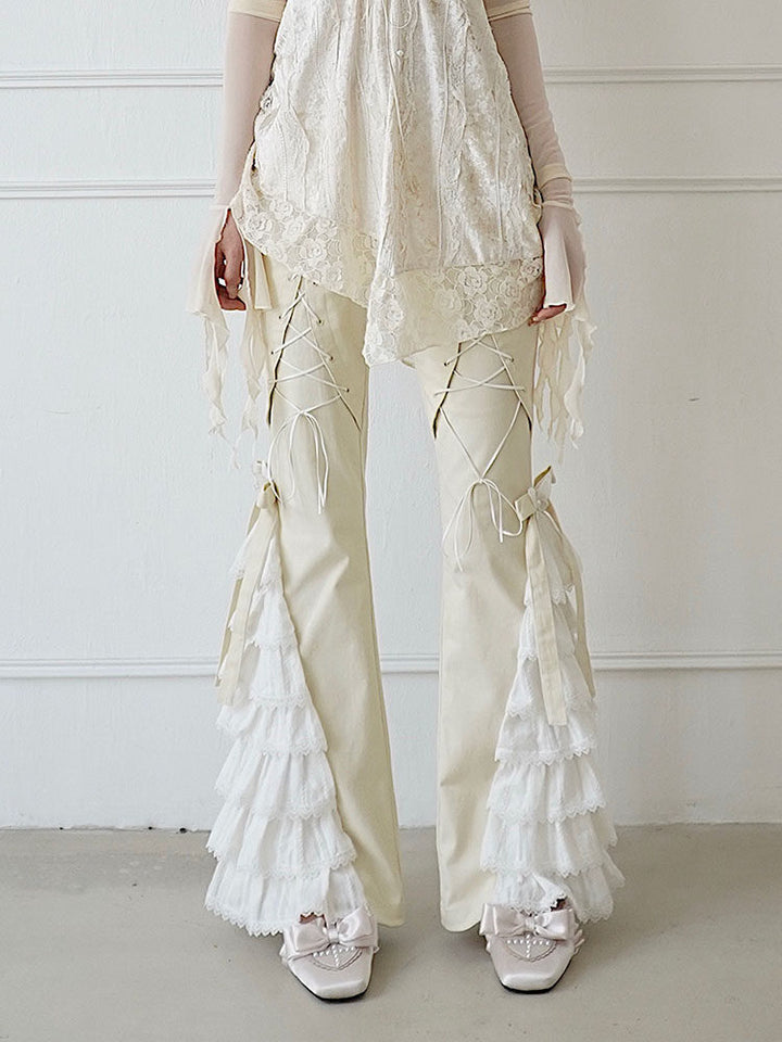 Coquette Lace Ruffle Flare Pants