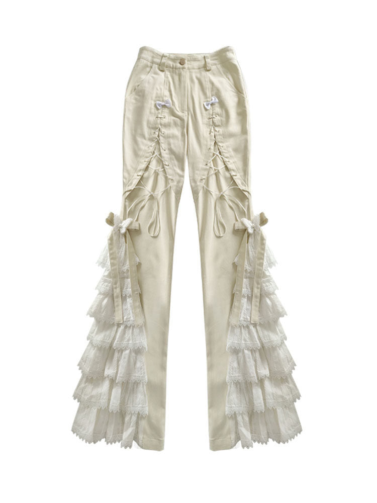 Coquette Lace Ruffle Flare Pants