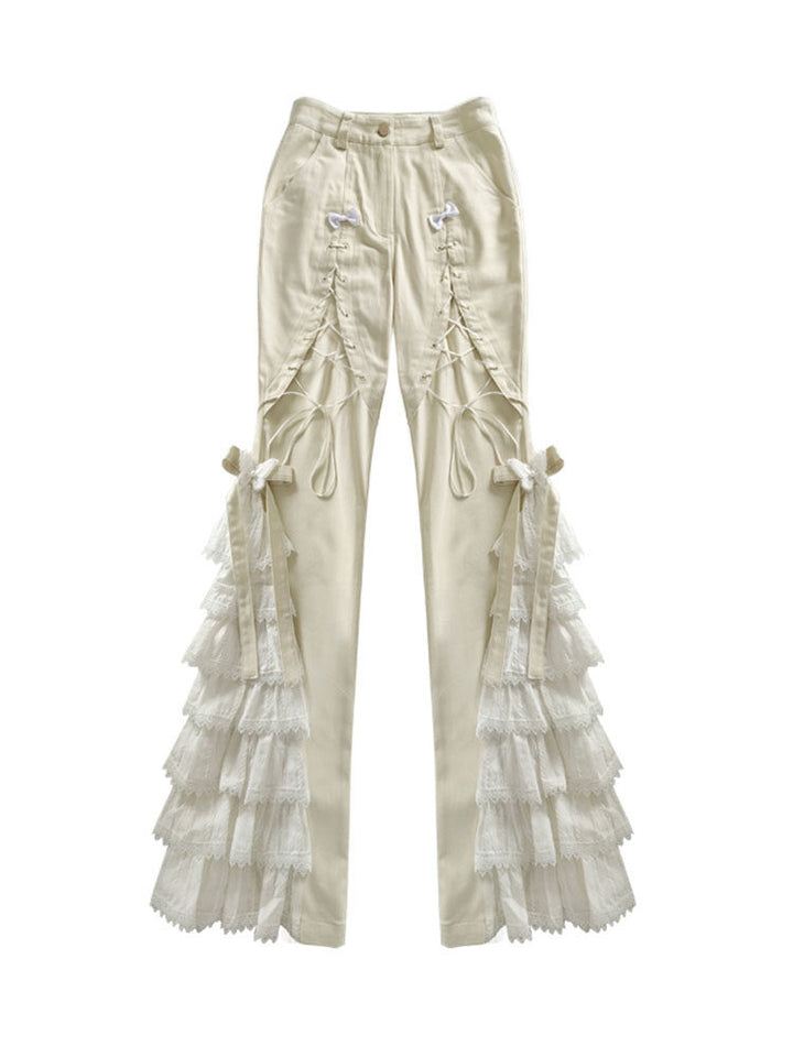 Coquette Lace Ruffle Flare Pants