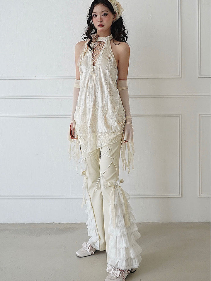 Coquette Lace Ruffle Flare Pants