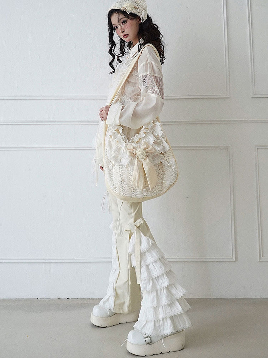 Coquette Lace Ruffle Flare Pants