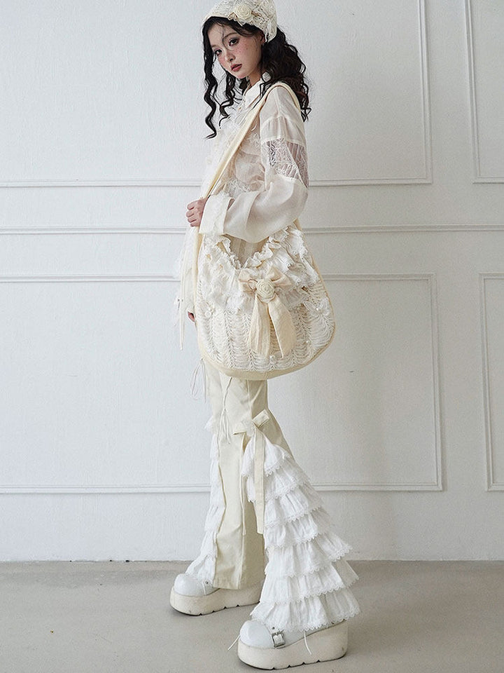 Coquette Lace Ruffle Flare Pants