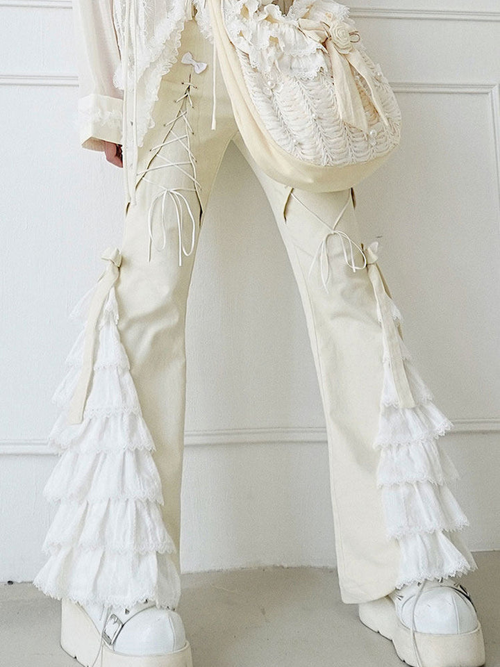 Coquette Lace Ruffle Flare Pants
