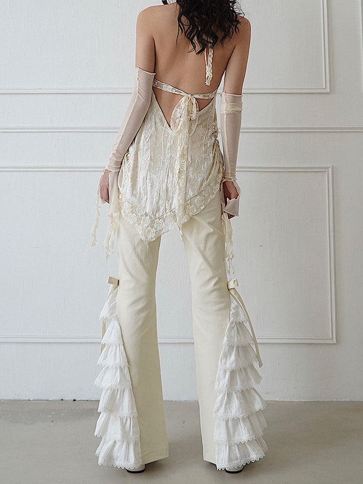 Coquette Lace Ruffle Flare Pants