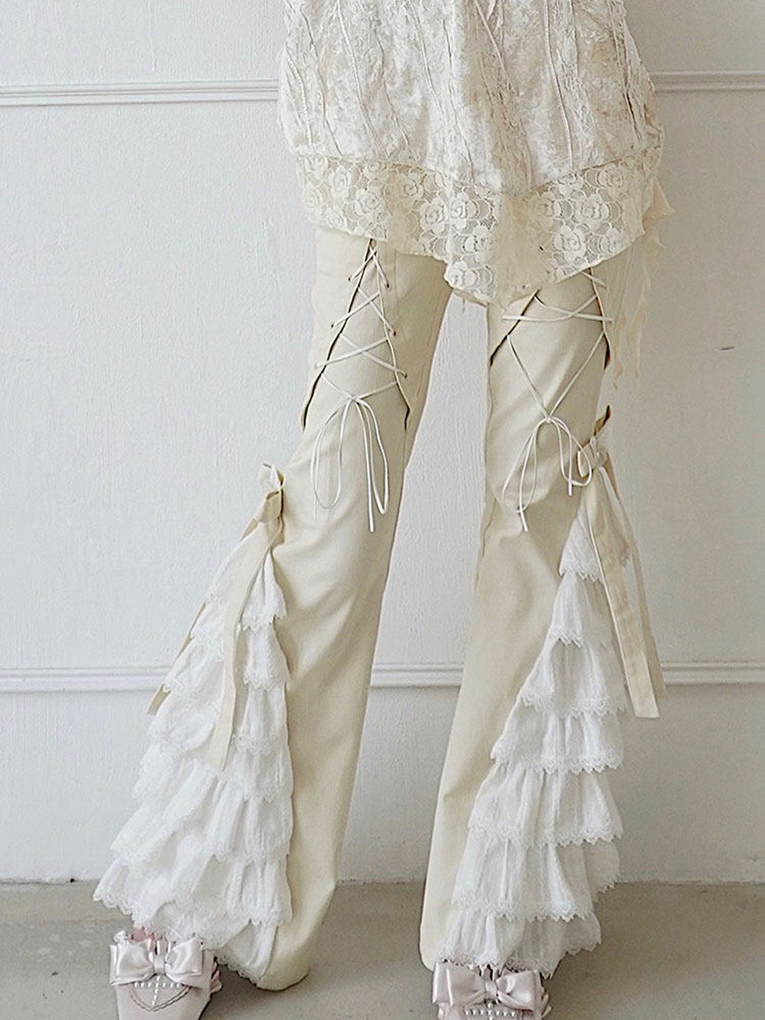 Coquette Lace Ruffle Flare Pants