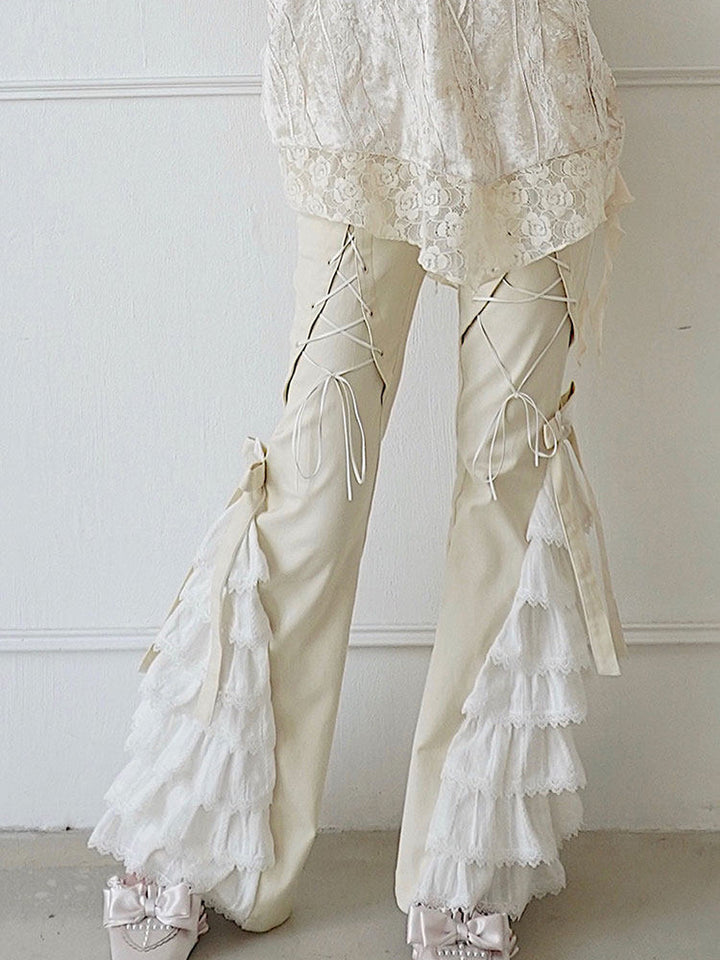 Coquette Lace Ruffle Flare Pants