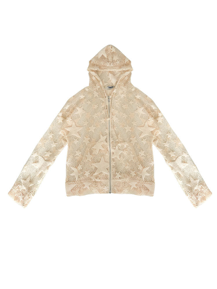 Star Mesh Zip-Up Hoodie