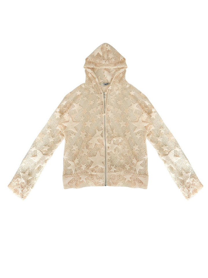 Star Mesh Zip-Up Hoodie