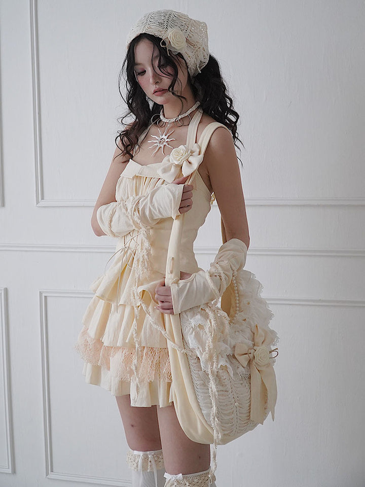 Coquette Lace-Up Halter Mini Dress
