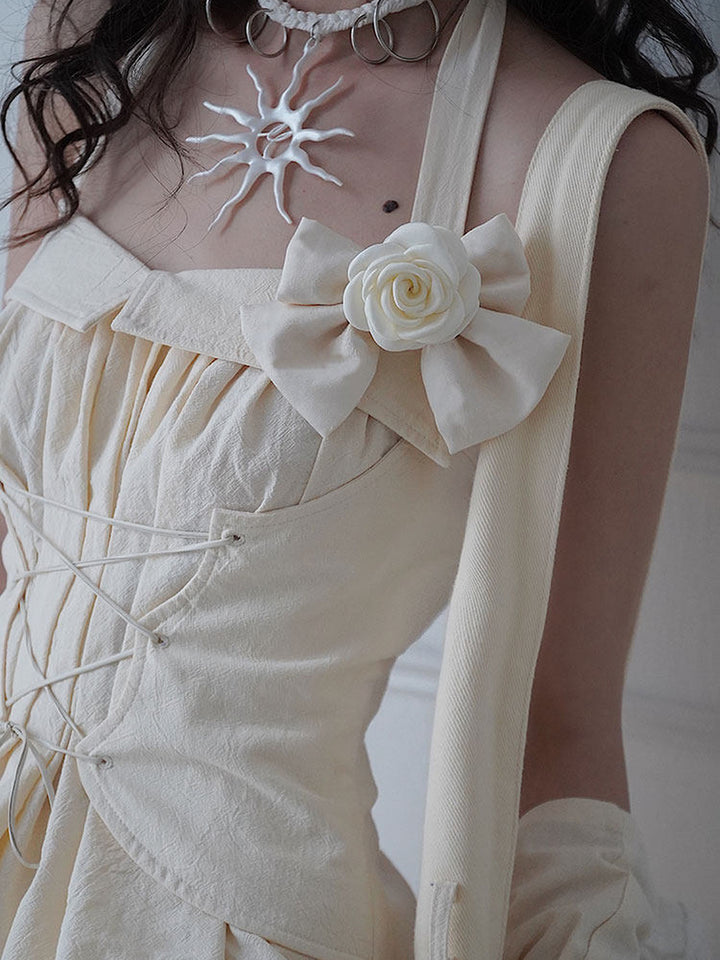 Coquette Lace-Up Halter Mini Dress