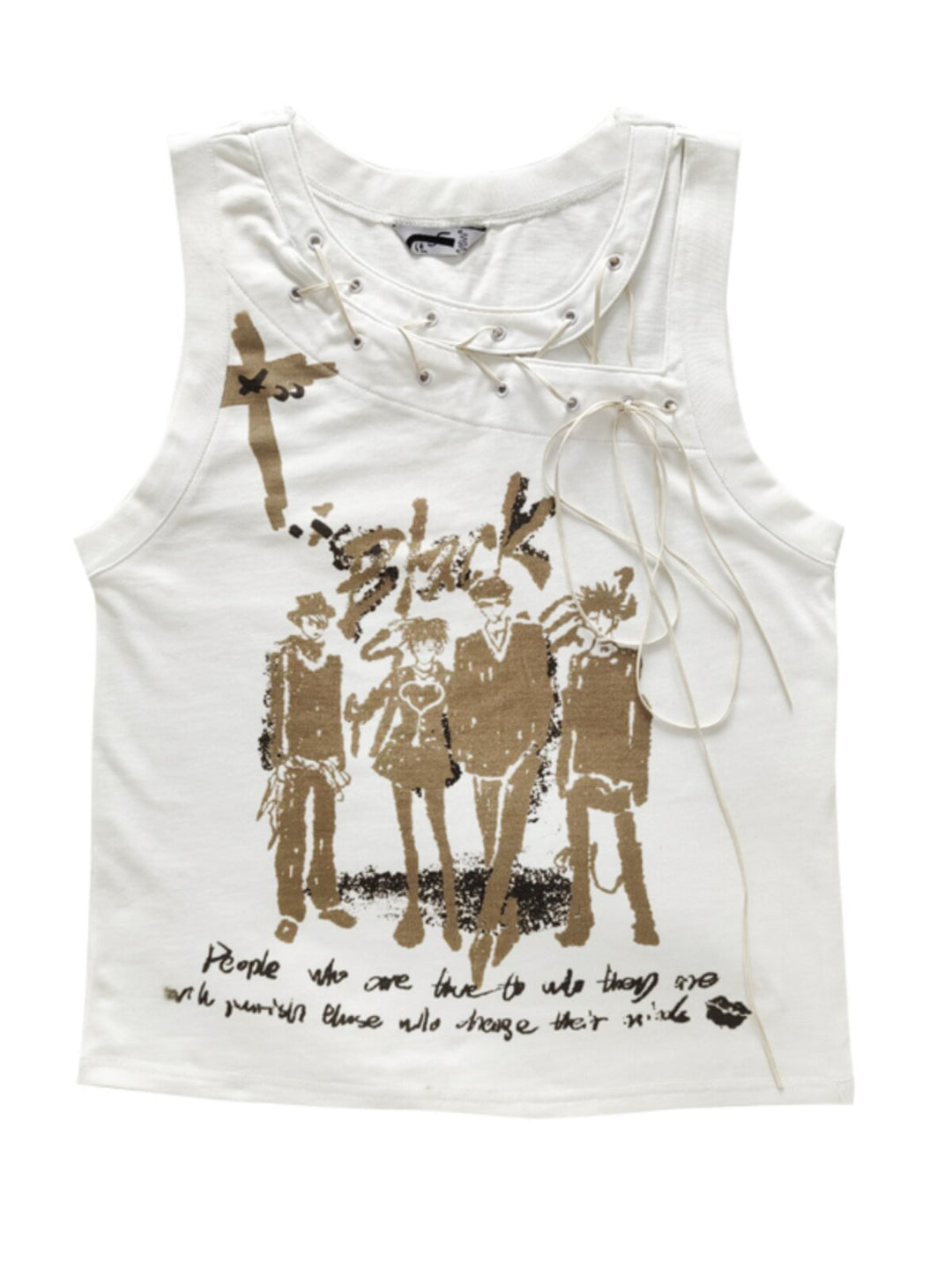 Y2K Lace-Up Graphic Tank Top
