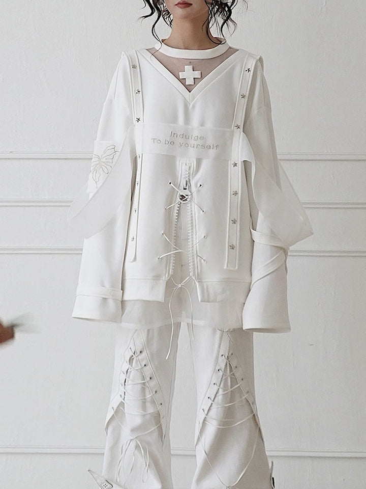 Y2K Cross Lace-Up Sweatshirt