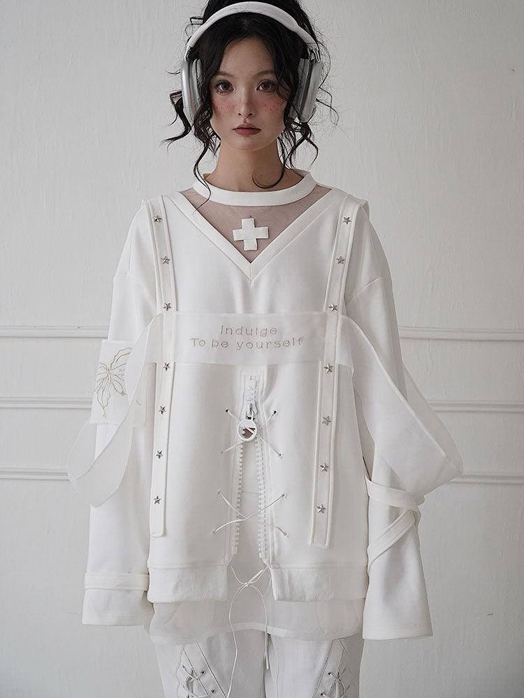 Y2K Cross Lace-Up Sweatshirt