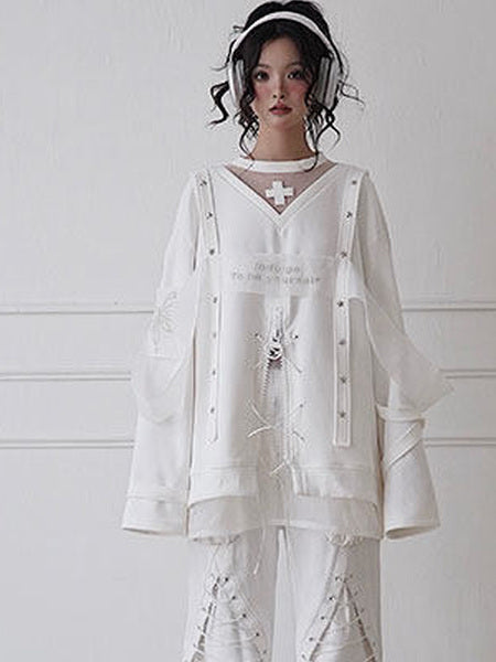 Y2K Cross Lace-Up Sweatshirt