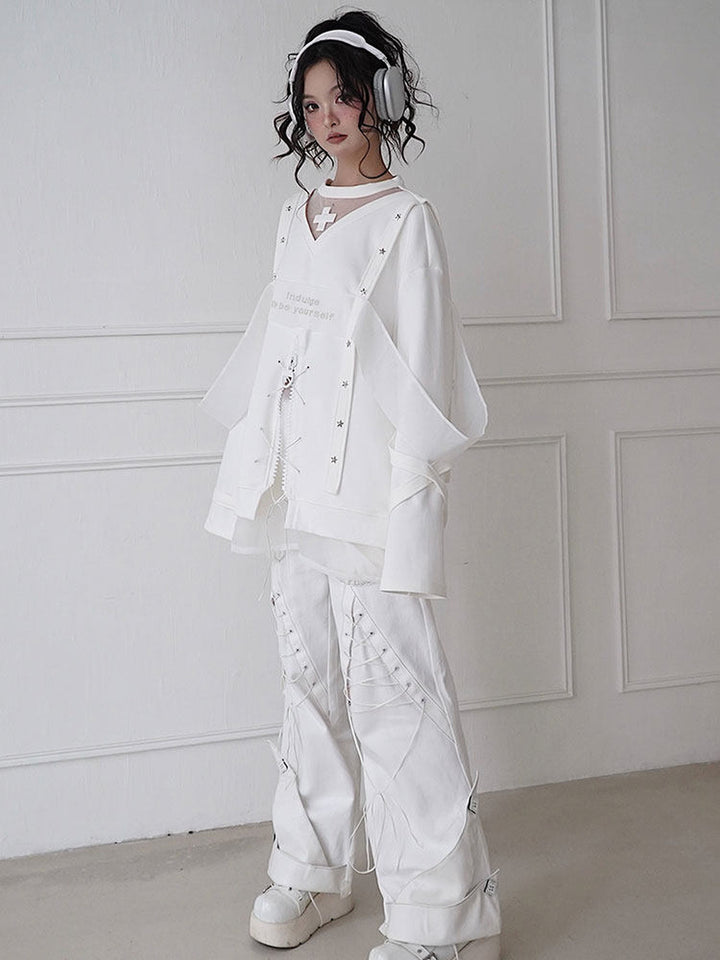 Y2K Cross Lace-Up Sweatshirt