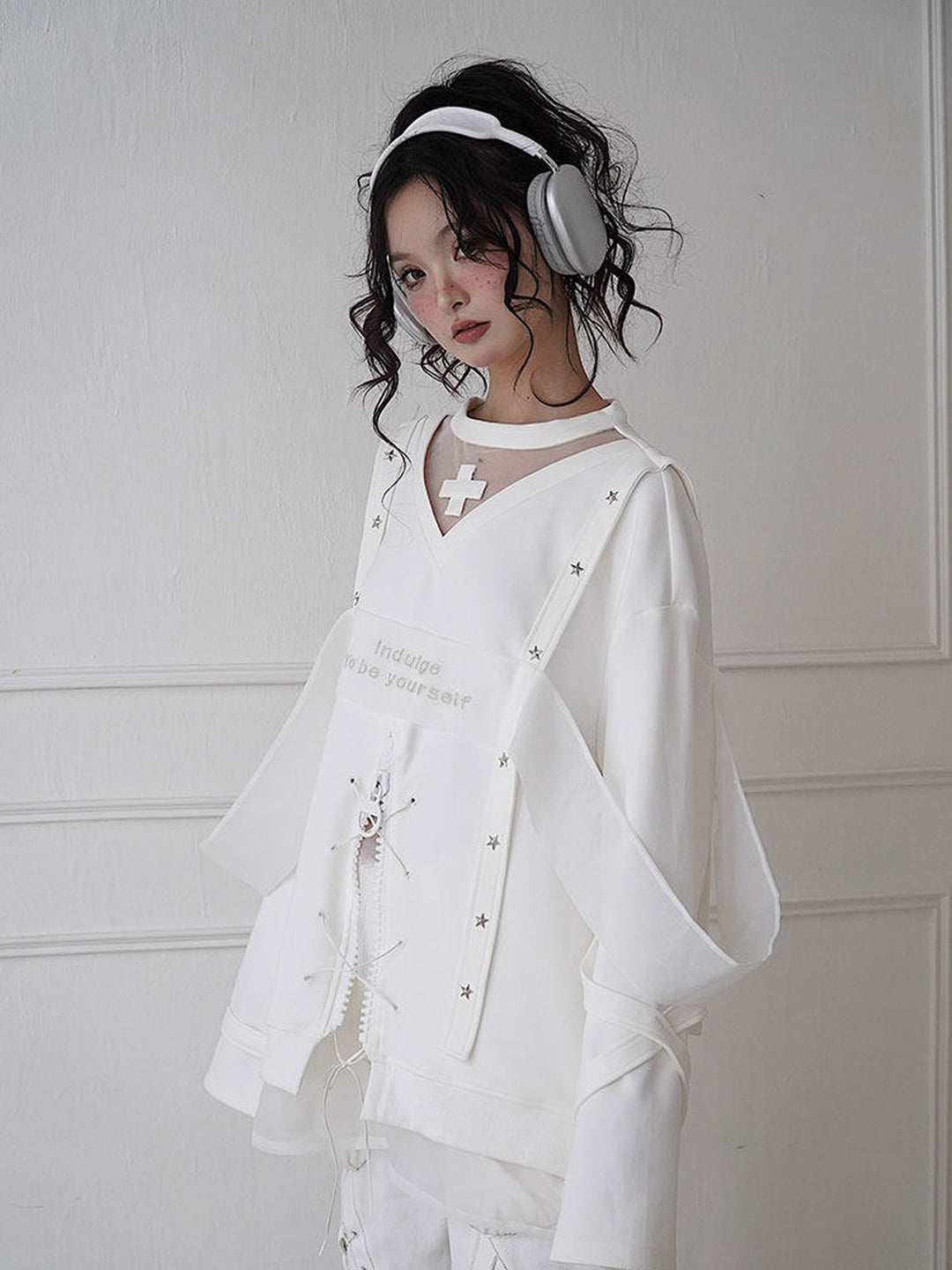 Y2K Cross Lace-Up Sweatshirt