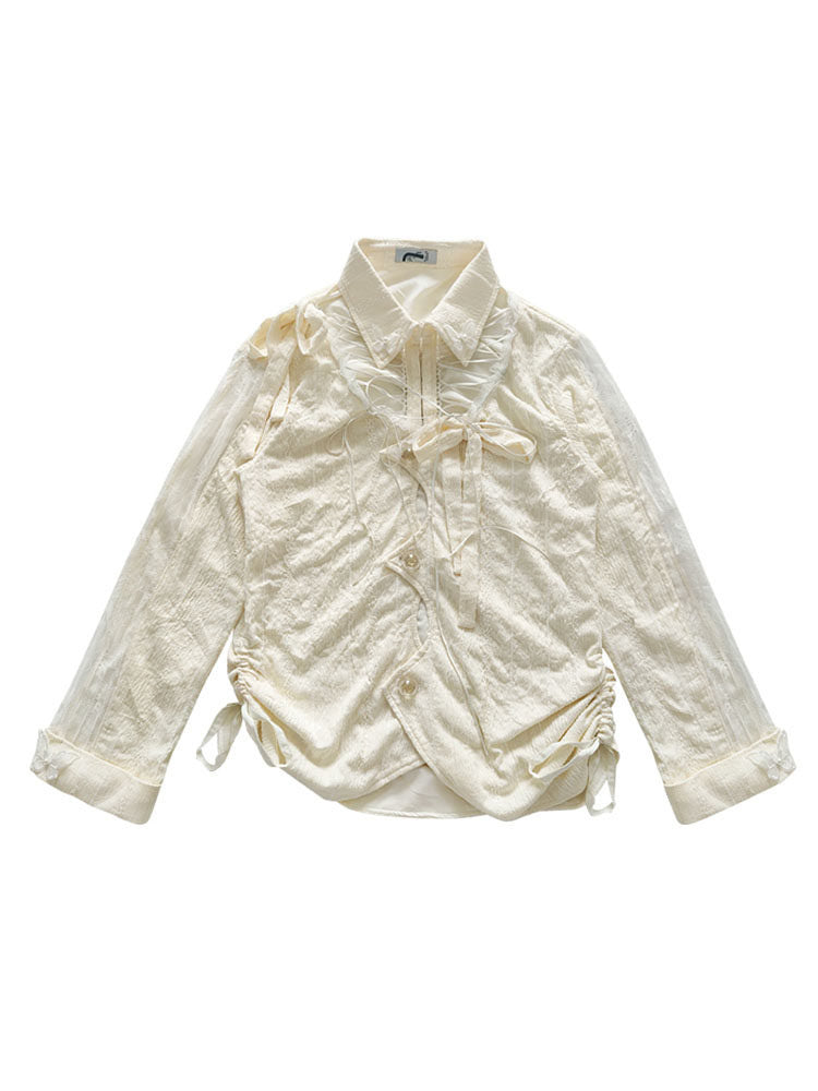 Fairycore Lace-Up Cutout Shirt
